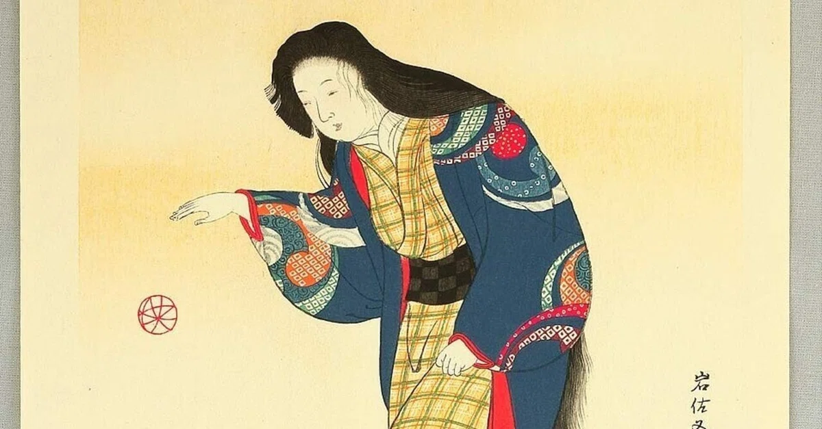 河鍋暁翠による浮世絵「手鞠で遊ぶ美人」｜artoday - chiaki