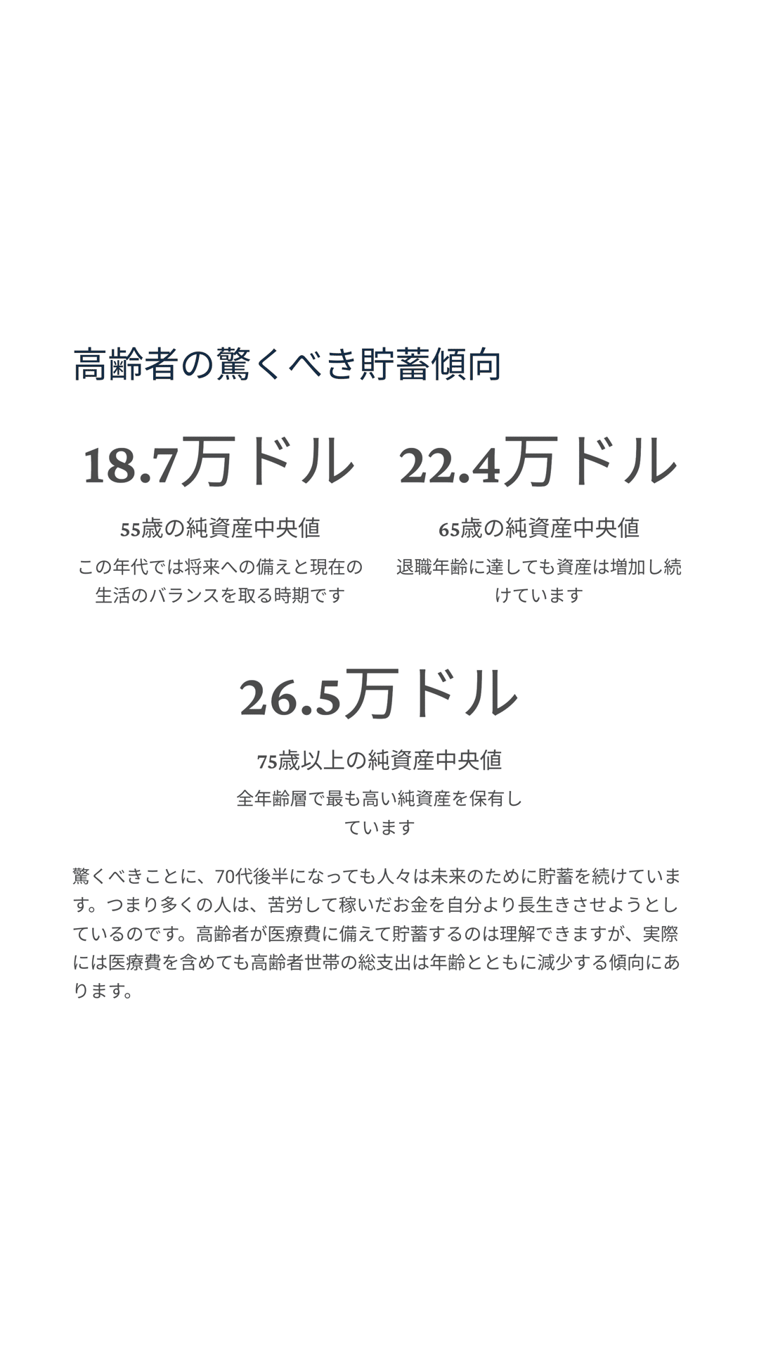 純資産は70代半ばまで増え続ける？お金はいつ使うべきか、私たちの資産活用の真実｜松尾靖隆
