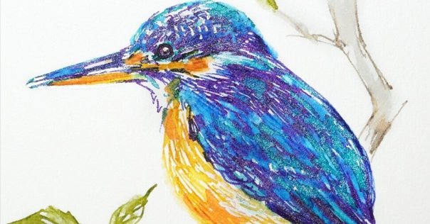 アクリル絵の具を使用した「紅の空を飛ぶ鳥」の描き方 / 初心者
