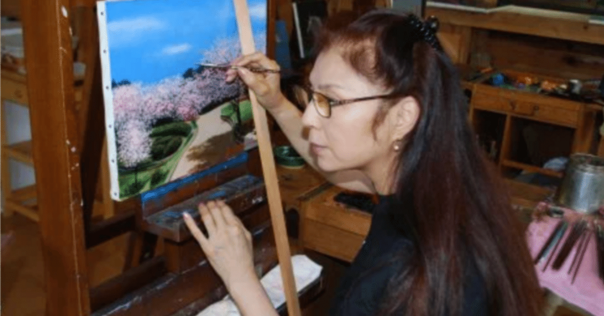 八代亜紀さんの描いた油絵「さくら」