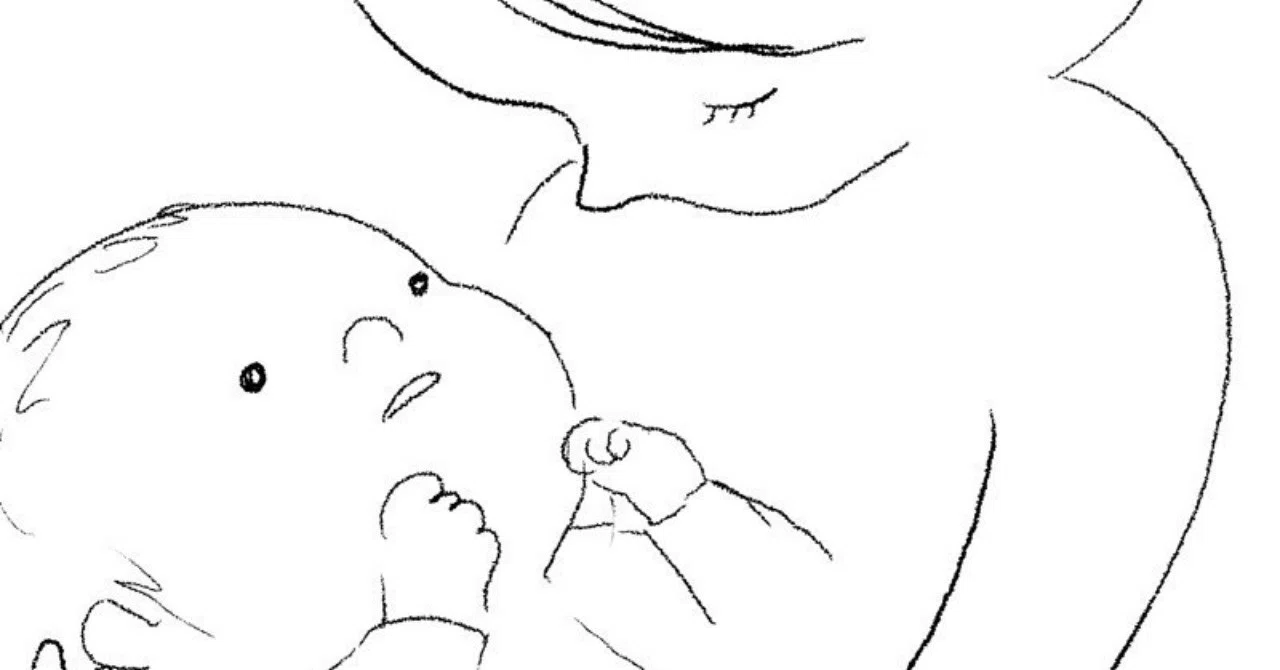 赤ちゃんに見つめられる トパーズのかけらはそそぎ