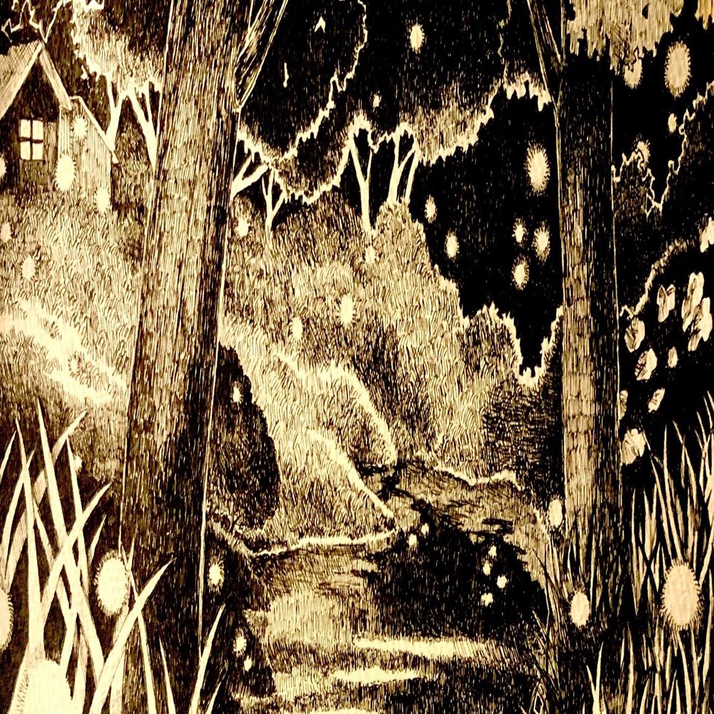 森の中（ペン画）｜空想の空き地（たけなが）