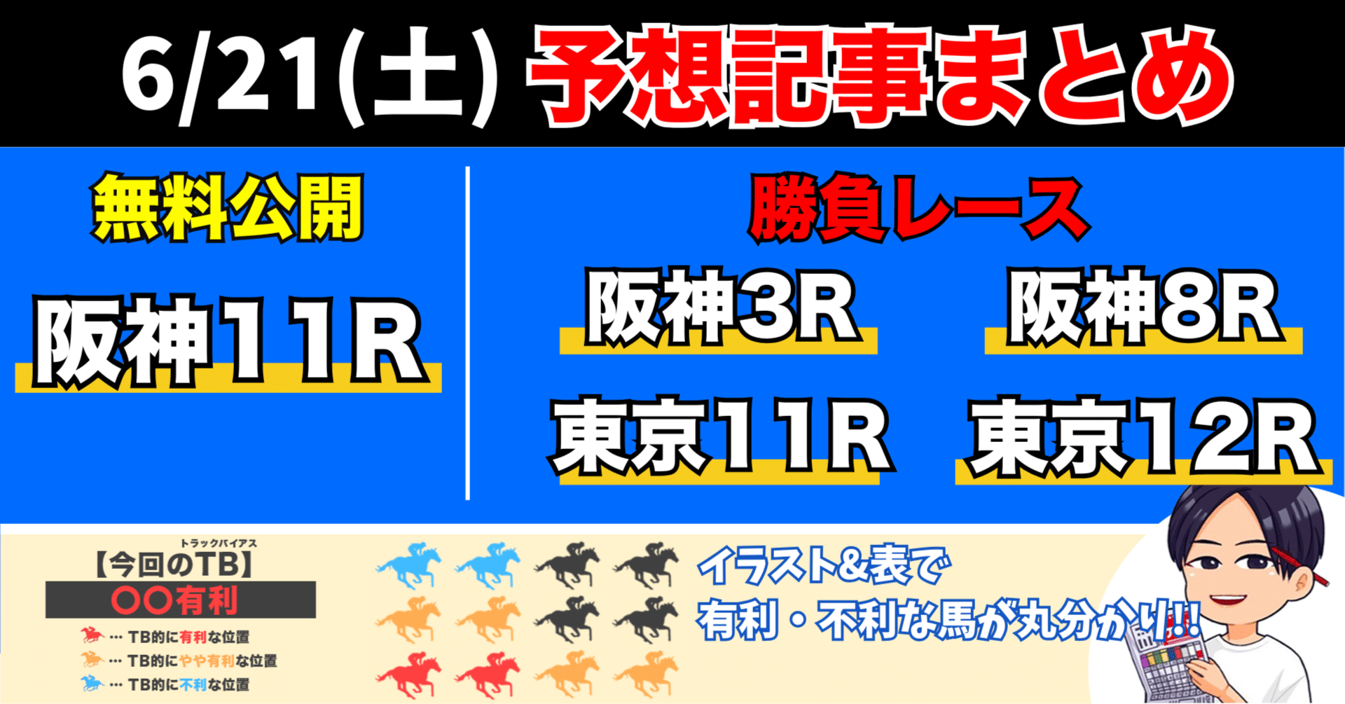 6/21(土) 天保山S(無料)と勝負レースまとめ｜アキラ｜トラック