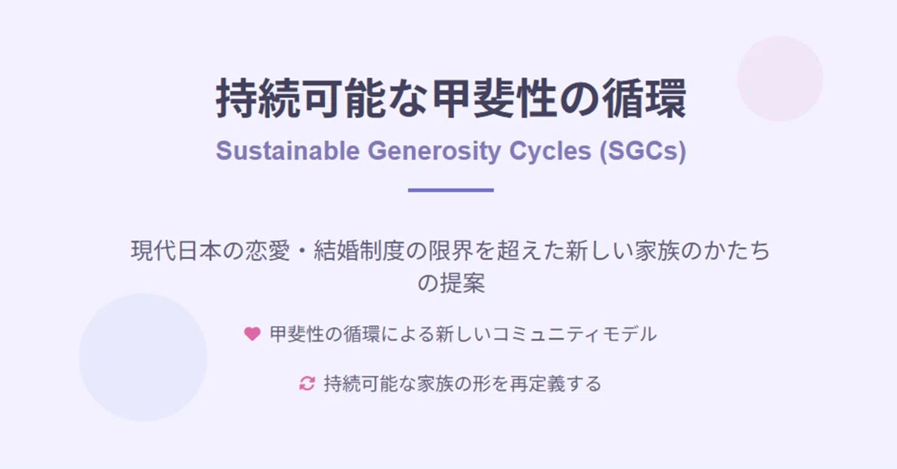 【構想編】一夫多妻とは似て非なるSGCs（Sustainable Generosity Cycles）＝「持続可能な甲斐性の循環」構想について ...