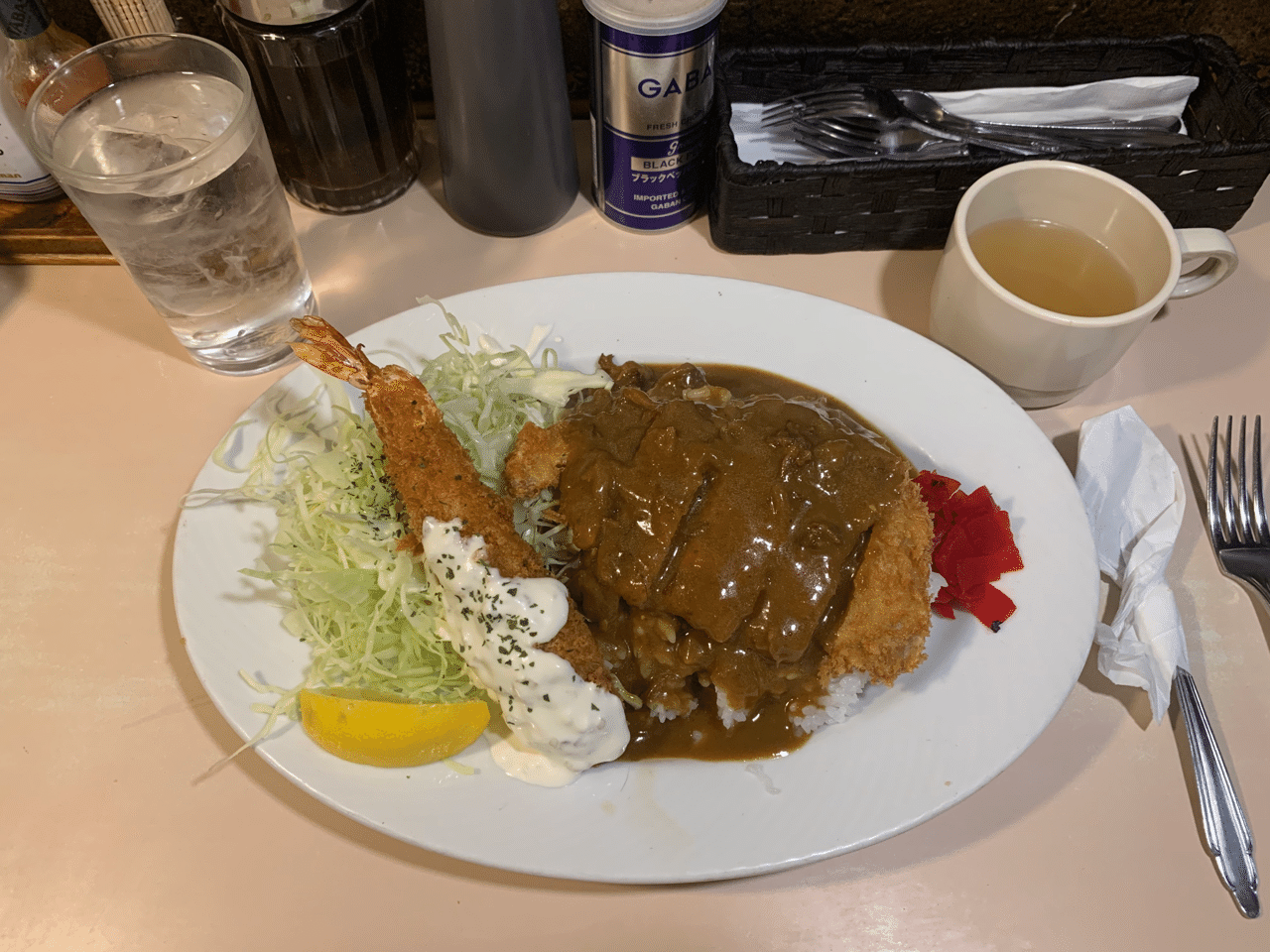 キッチンカロリーのカツカレーと大海老フライ 桔梗の花 도라지 Note キッチンカロリーのカツカレーと大海老フライ 桔梗の花 도라지 Note