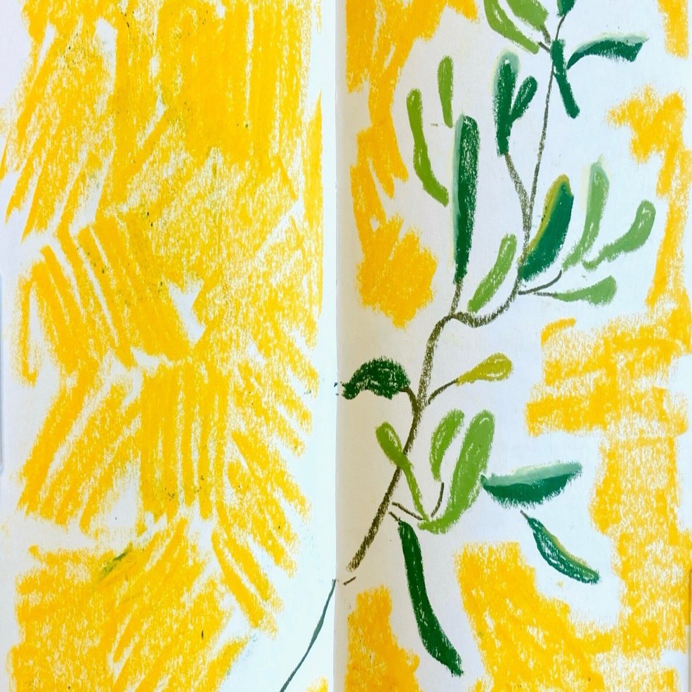 バシッガシッドーン！オイルパステル！の巻｜山丘岳