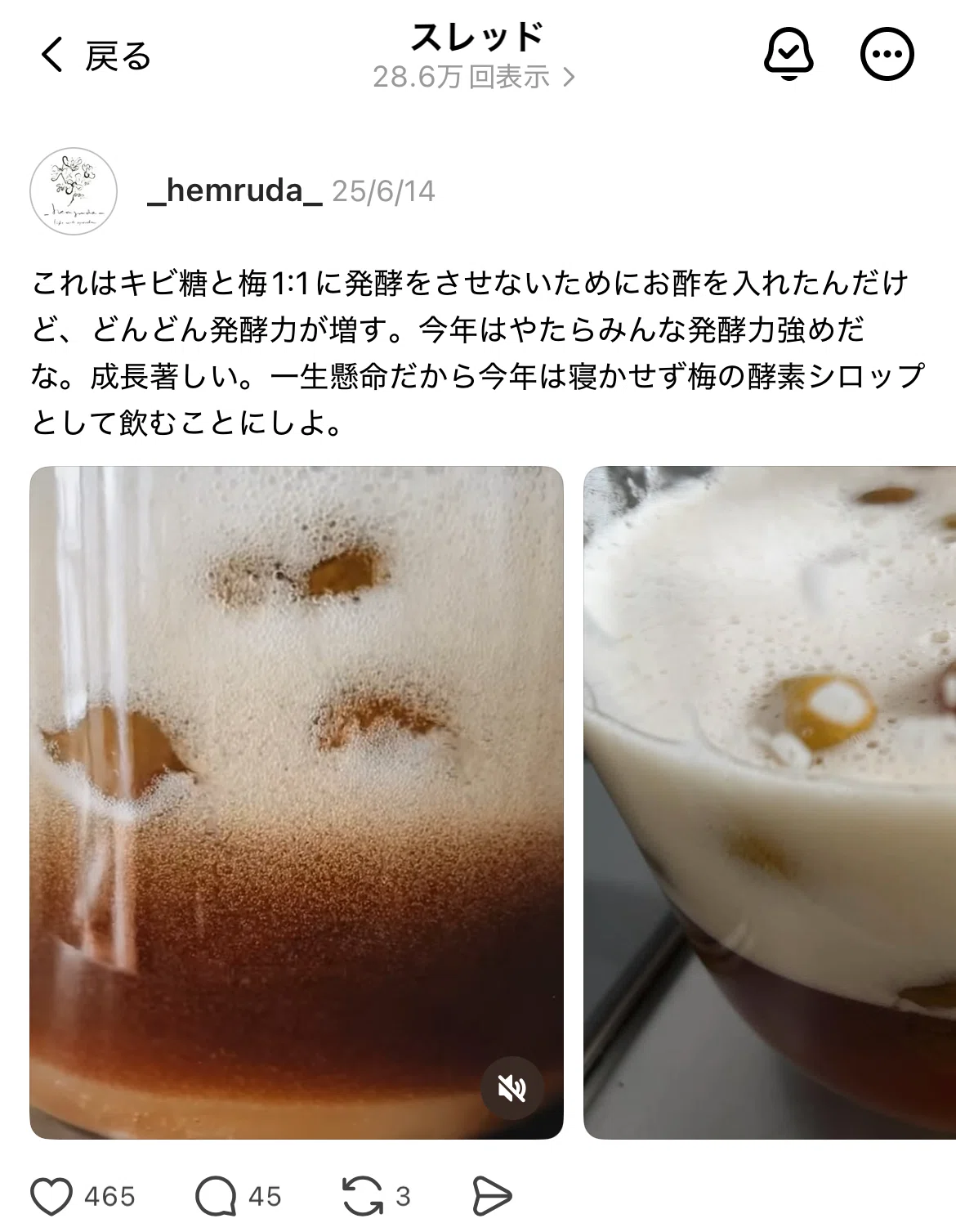 梅 シロップ 泡