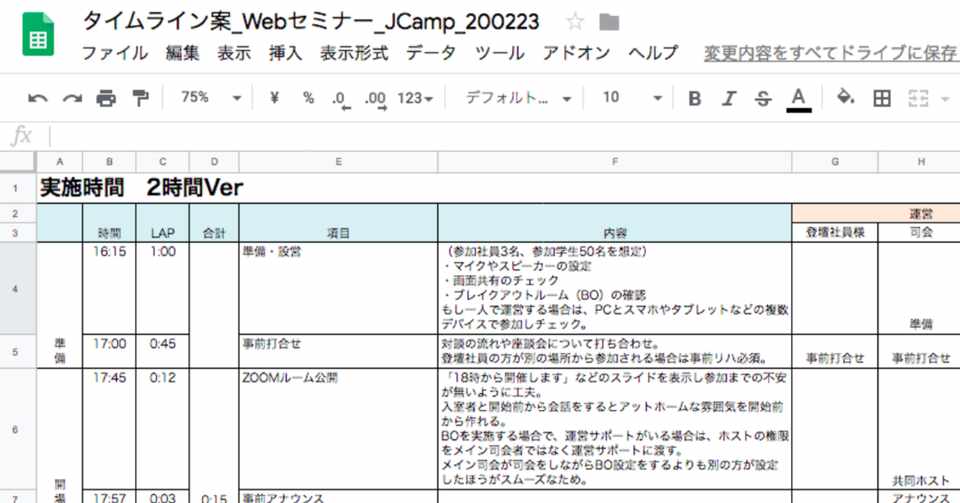 運営タイムテーブルを公開 Webセミナー運営は何名必要 必要な役割は Yoshiaki Shinji Note