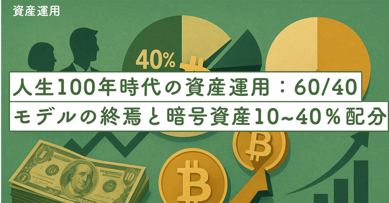 人生100年時代の資産運用：60/40モデルの終焉と暗号資産10～40％配分戦略｜SecondWave
