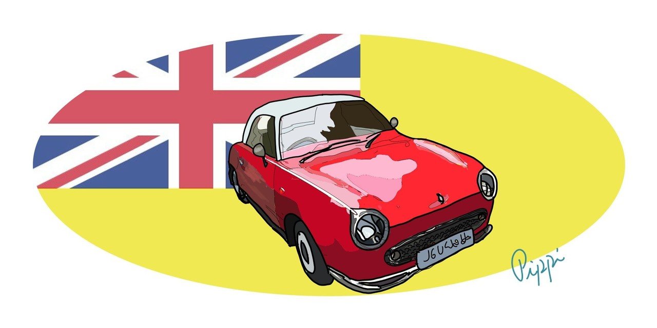 赤いイギリスの車_フラッグ