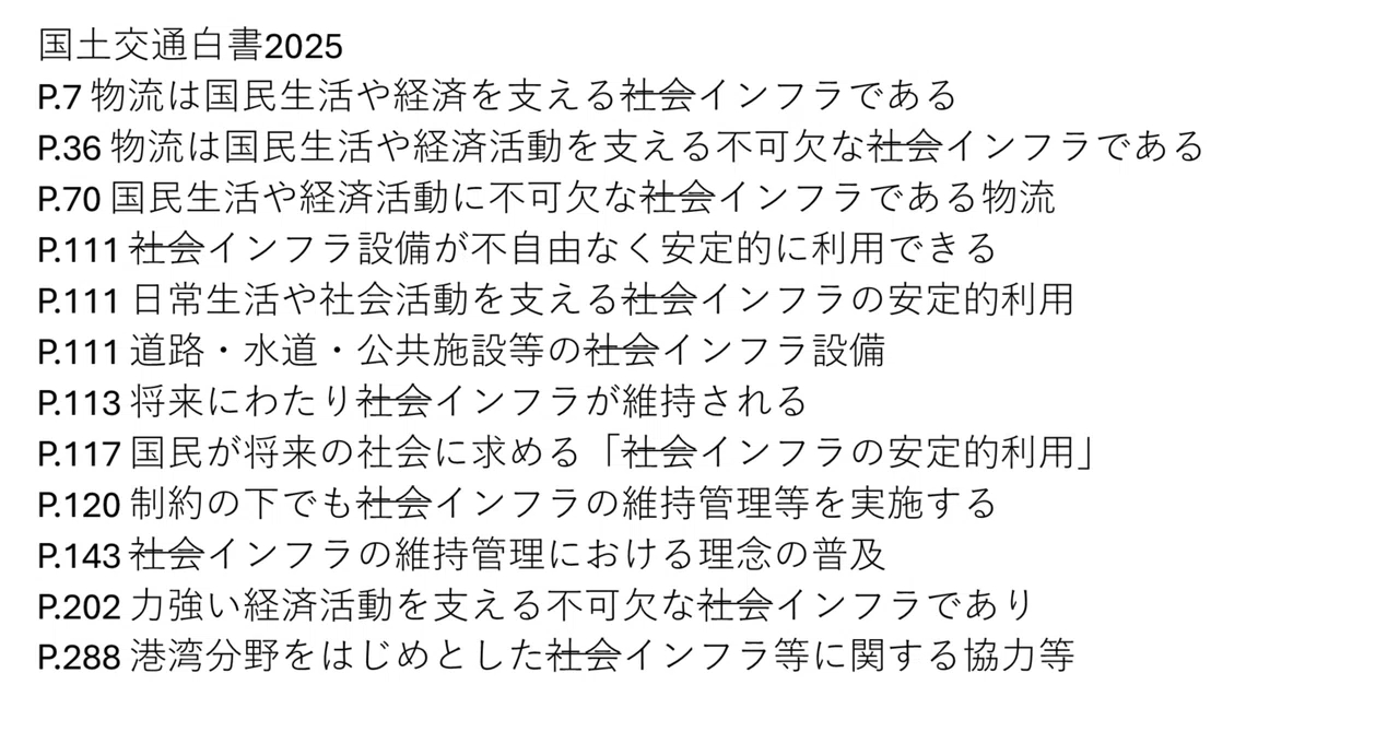 国土交通白書2025「社会インフラ」誤用が12箇所｜小松 淳 (KOMATSU