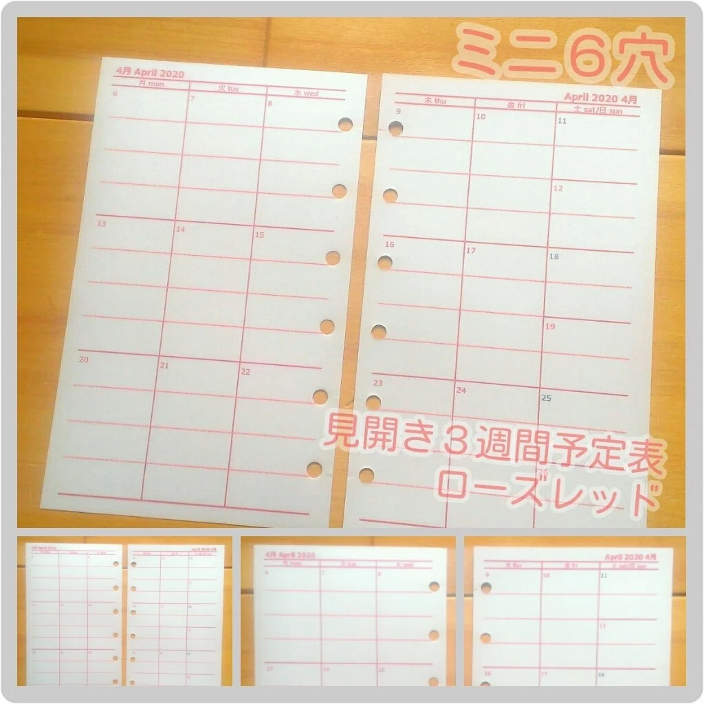 [Mini 6 Red] Block-style 3-week spread schedule *Self-made system ...