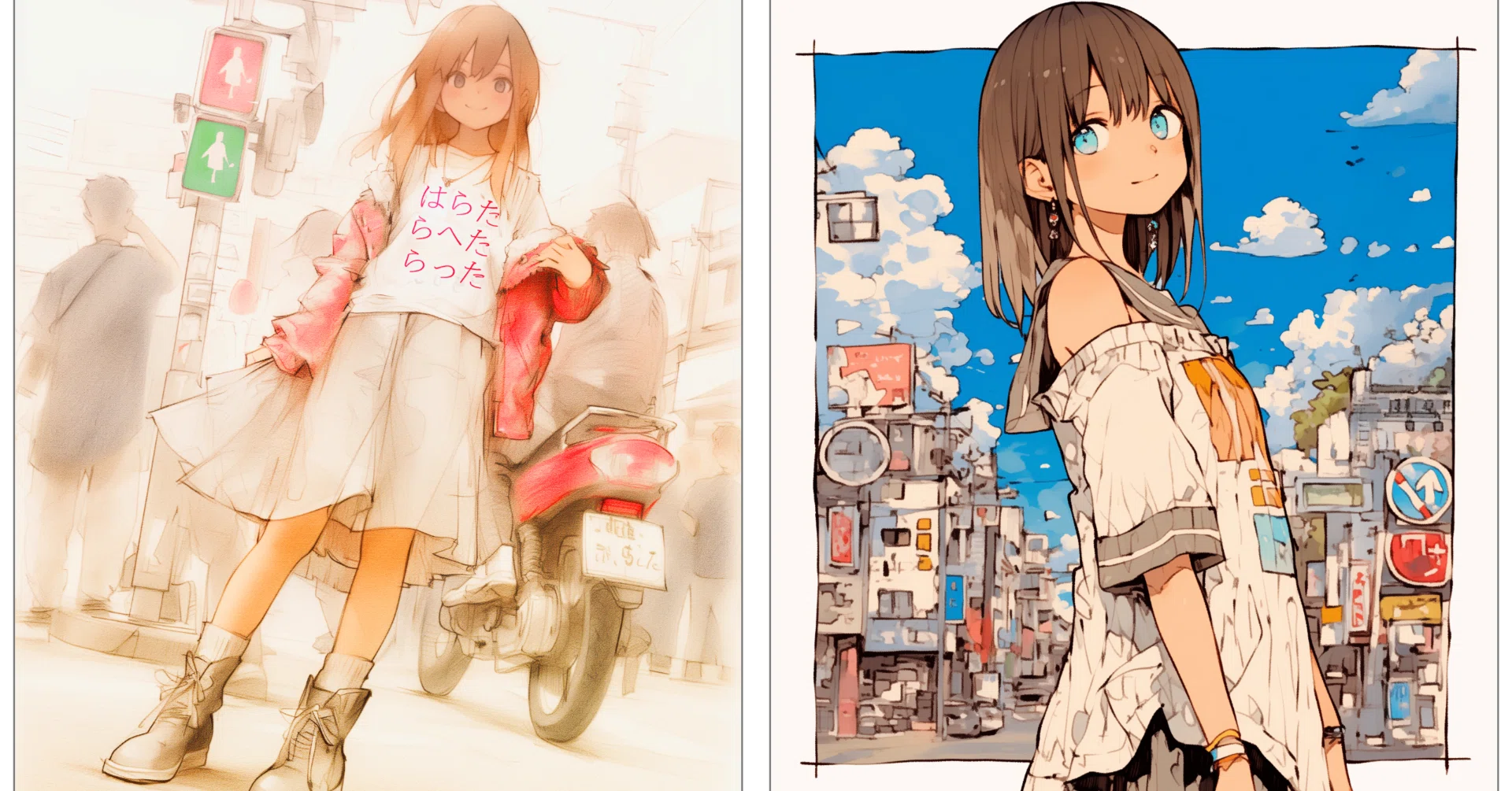生成AI】AIさんに2枚のイラストを渡してそれぞれを評論して点数をつけ