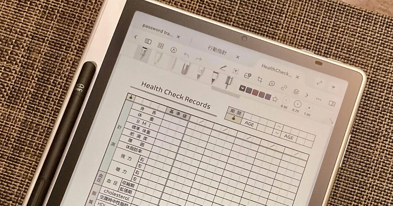 健康診断の記録（ペンタブレット用PDFテンプレート）｜19analytica