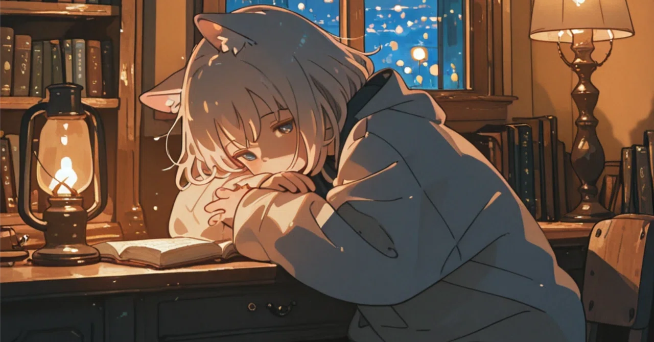 アリスの画像生成チャレンジ【第2弾】猫耳少女 × 書斎 × 夜景で“物語の