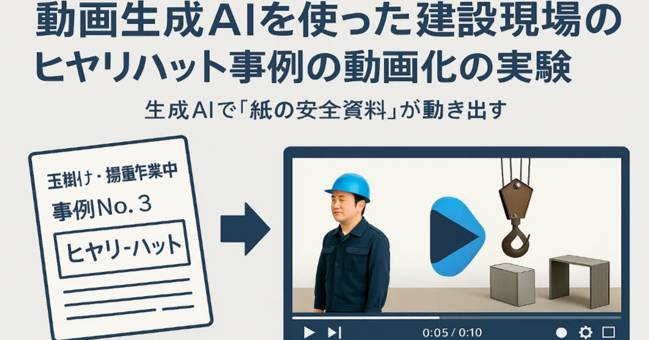 動画生成AIを使った 建設現場のヒヤリハット事例の動画化の実験報告