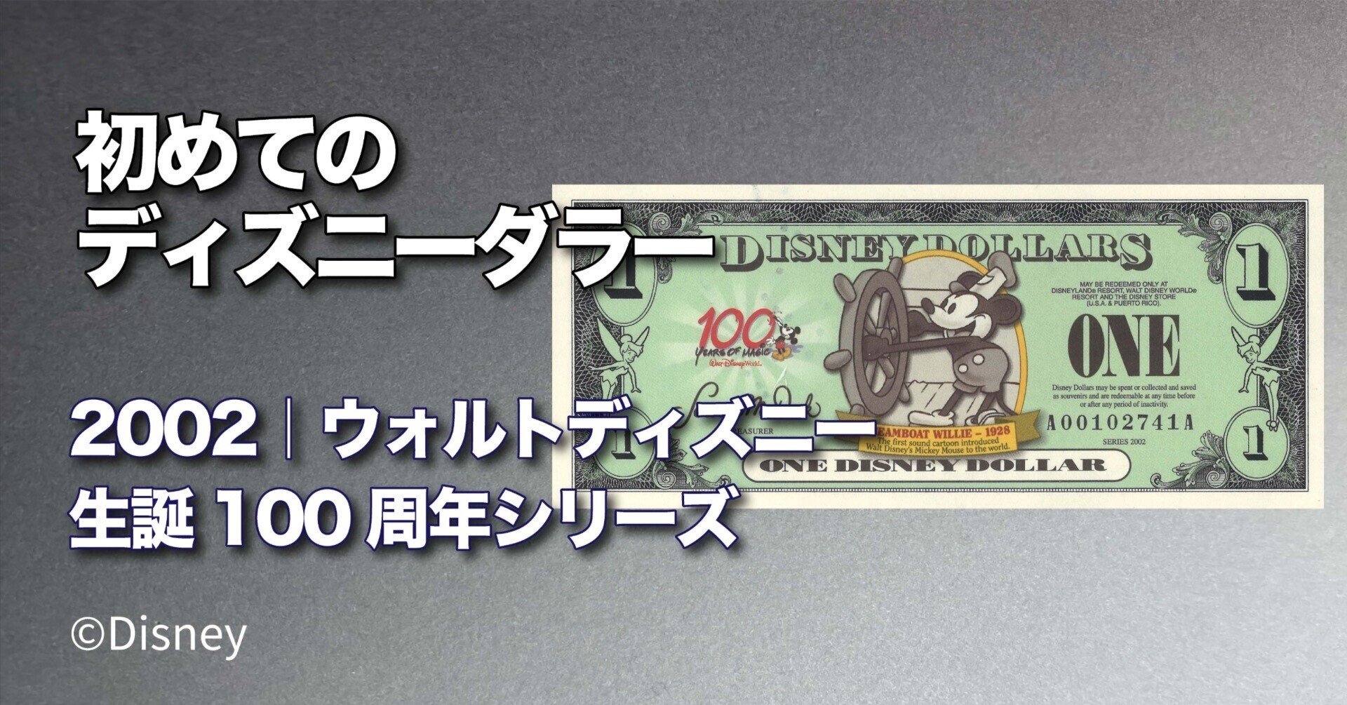 ディズニーダラー 100周年記念紙幣 3枚セット ディズニーダラー 100