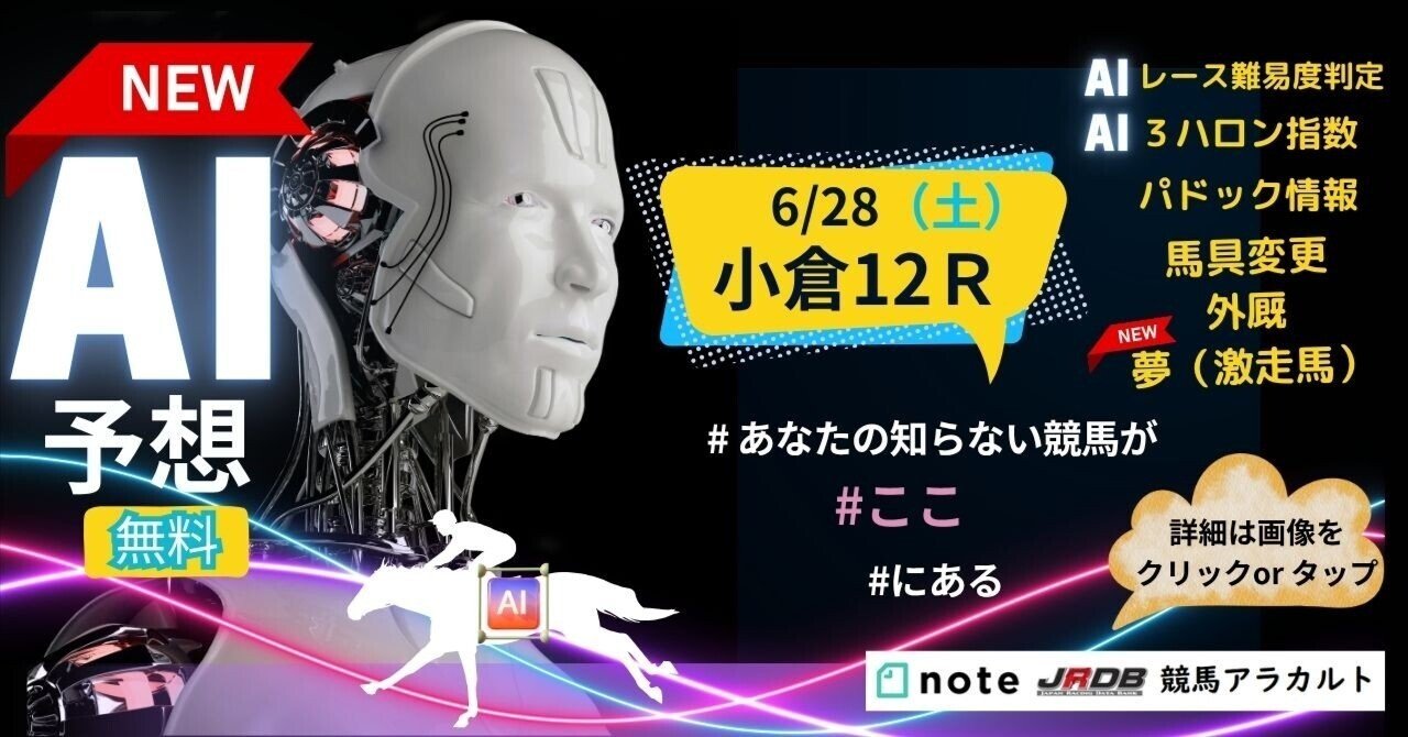 6/28（土）小倉12R AI予想 ｜JRDB 競馬アラカルト