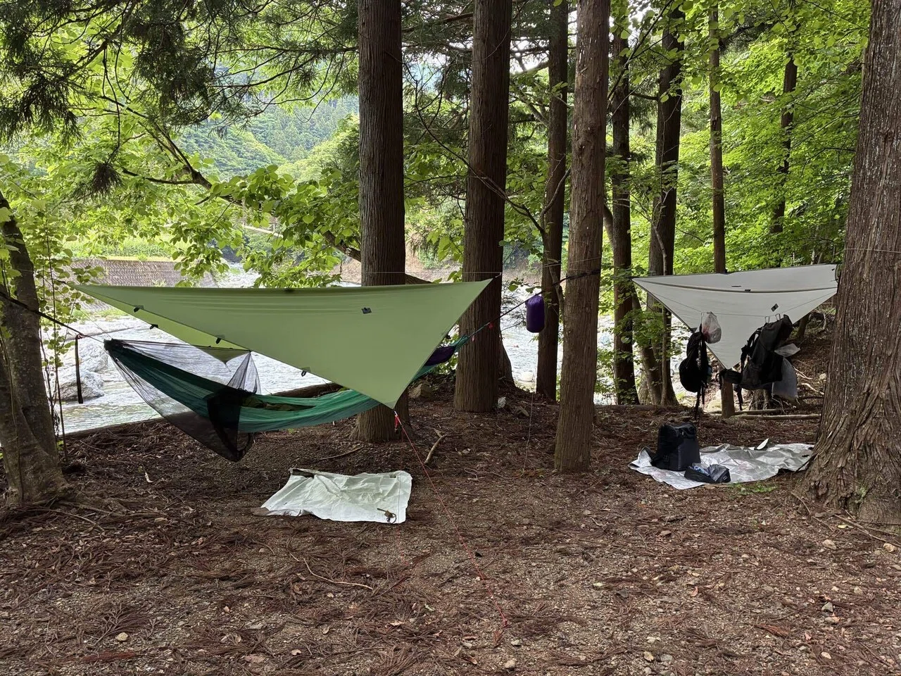 ソロキャンプ ハンモックとSummer quilt 【Woodsman Campground