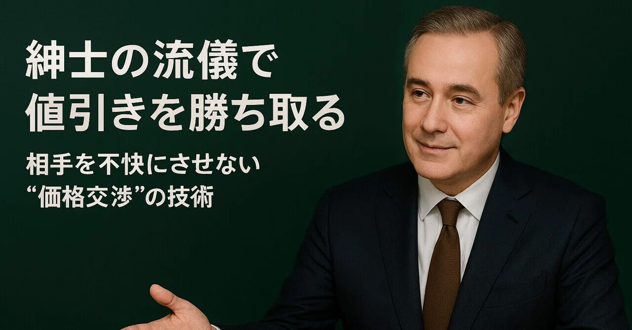 紳士の流儀で値引きを勝ち取る——相手を不快にさせない“価格交渉”の技術 