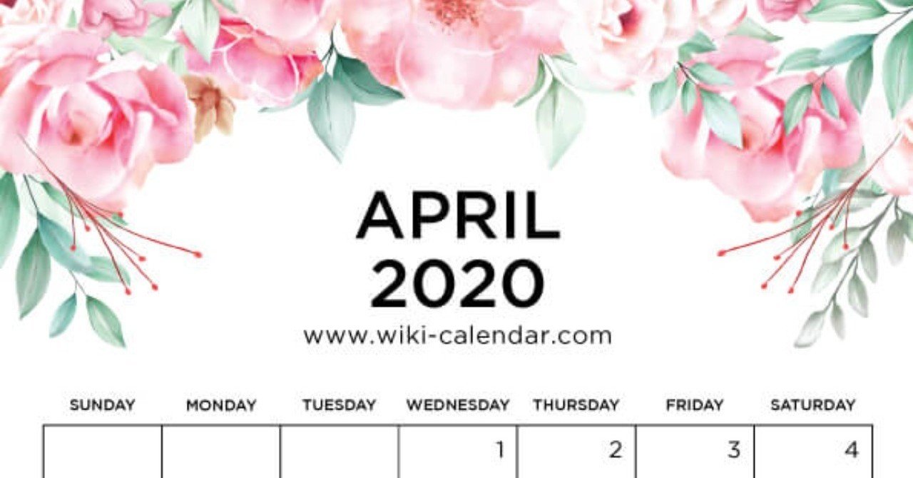 Free Printable April 2020 Calendar Wiki Calendar Com Wiki Calendar Note Optionally with marked federal holidays and major observances. free printable april 2020 calendar