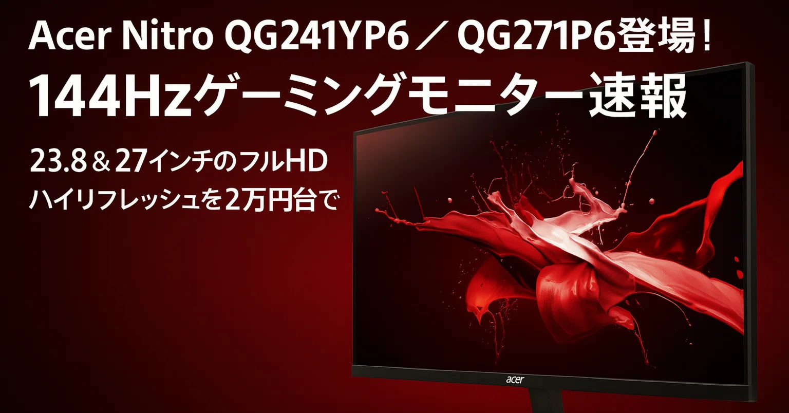 新製品紹介】Acer Nitro QG241YP6／QG271P6が登場！フルHD・144 Hz