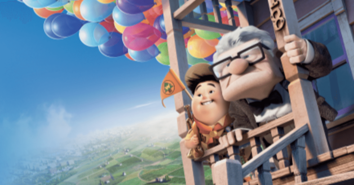 一点物】Disney/Pixar カールじいさん 線画 アート 絵画 アメリカ 一点