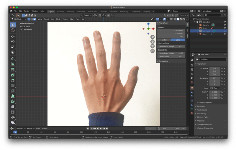 メモ9 Blender 人の手のモデリング At Ishikawa Note