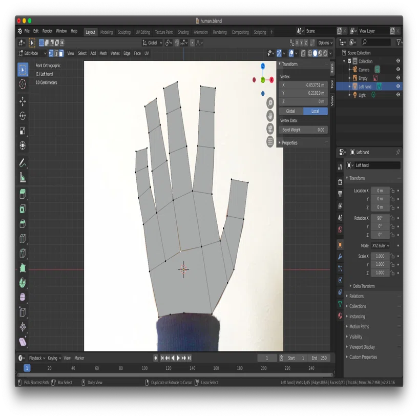 メモ9 Blender 人の手のモデリング At Ishikawa Note