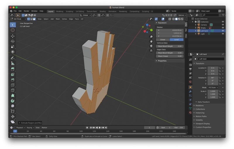 メモ9 Blender 人の手のモデリング At Ishikawa Note