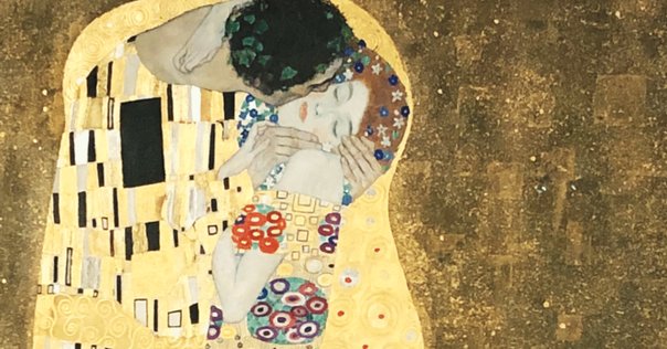 クリムト 絵画 シーチング クリムト 接吻 パネル柄（単位1パネル）<br><br