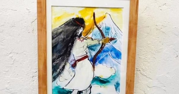 o*i様 「 乗せてゆくあの壁の向こうへ 」｜絵画 原画 抽象画 動物画 ドロー Y-11 個展展示作品/24】オオカミ 額装 額付き 油彩画 油絵 原画