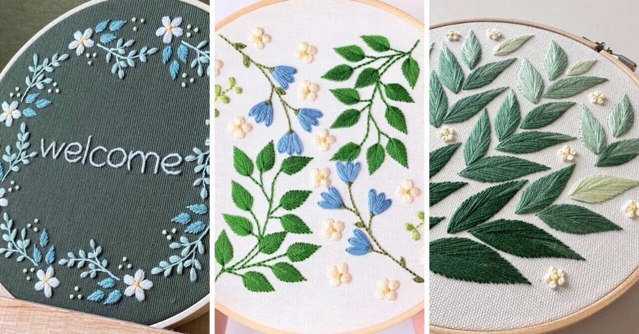 爽やかグリーンデザイン | ちょっとお得な図案セット｜はなこまち/刺繍作家