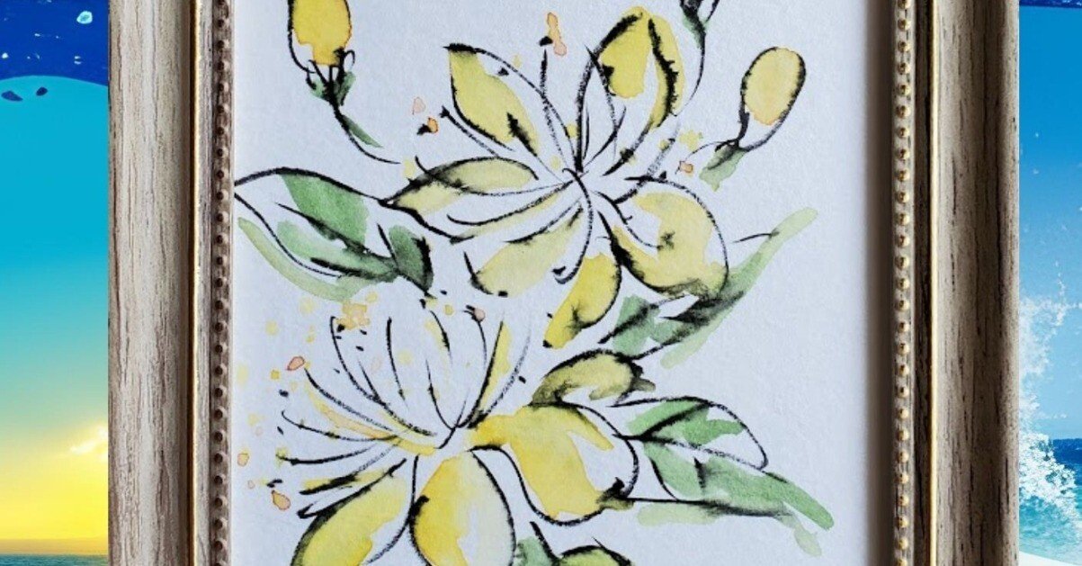 5分ほどで描くお花「筆ペンと水彩絵の具」7月号🌸📚｜こうこ