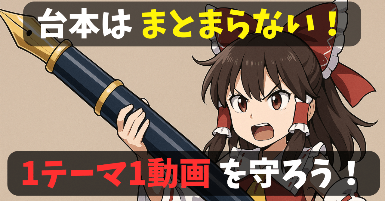 基礎から学ぶゆっくり解説】台本がまとまらない！「1テーマ1動画
