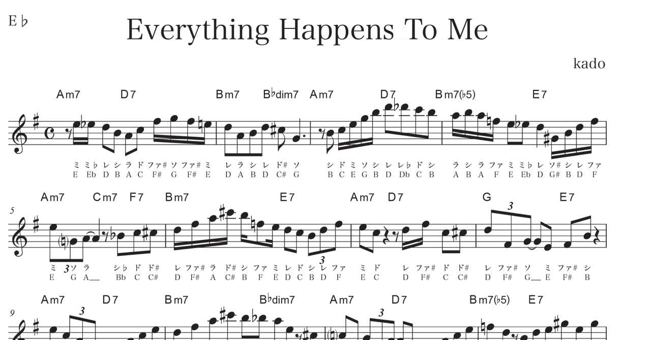 アルトサックス Everything Happens To Meコード進行でのソロ例 加度 克紘 Note アルトサックス Everything Happens To Meコード進行でのソロ例 加度 克紘 Note