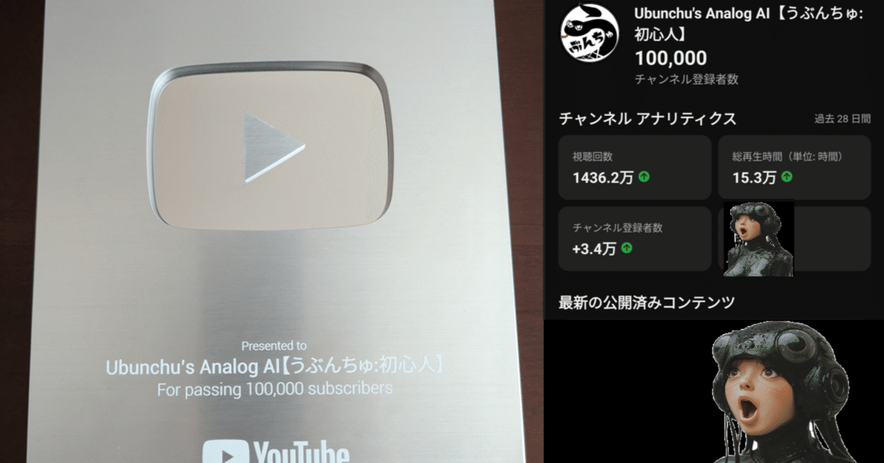 YouTube銀盾をちょうだいしました(全情報公開)｜うぶんちゅ:初心人