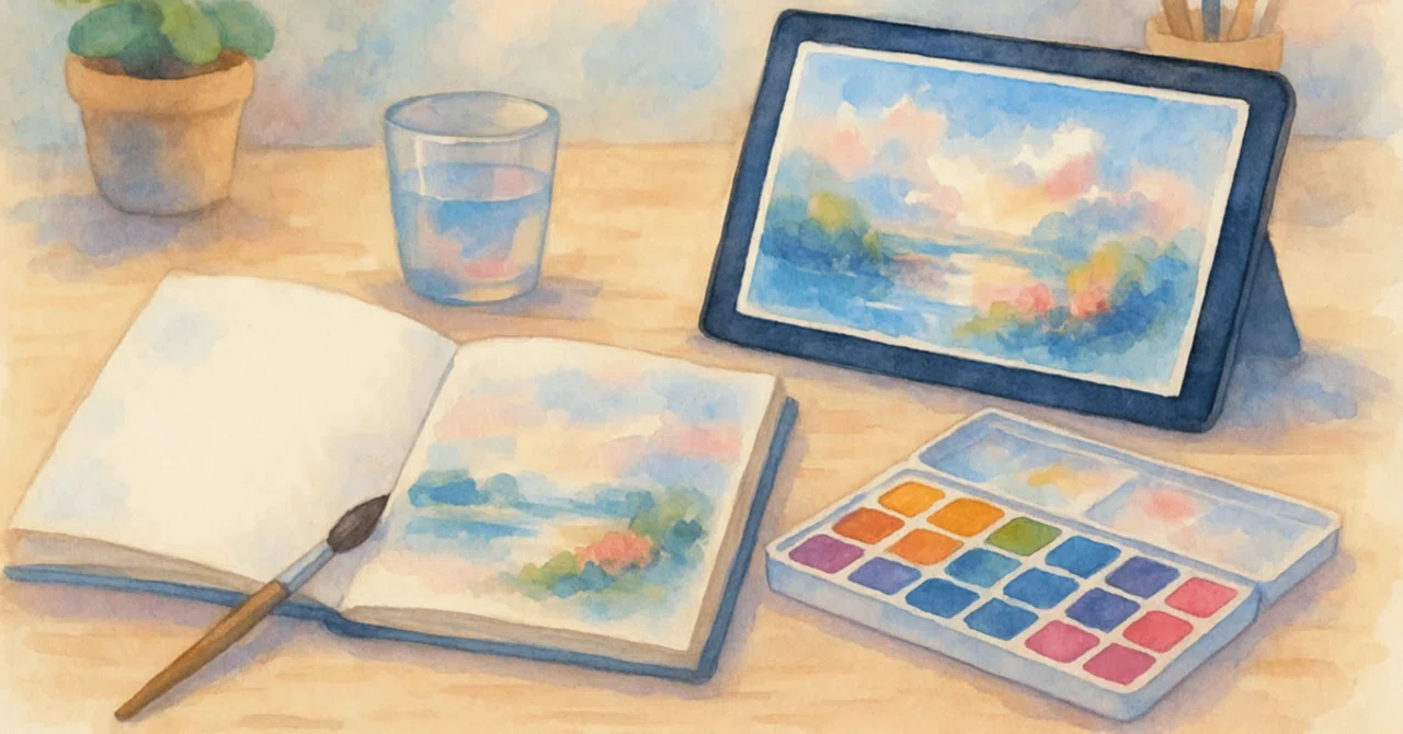 自分で描いた水彩画を、ChatGPT＋DALL·Eに見てもらい、共に創作を進め