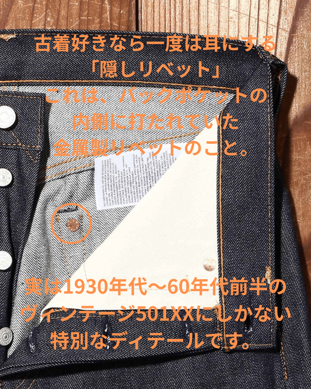 ジーンズの“裏側”に隠されたパーツの正体｜501XXの隠しリベットを深