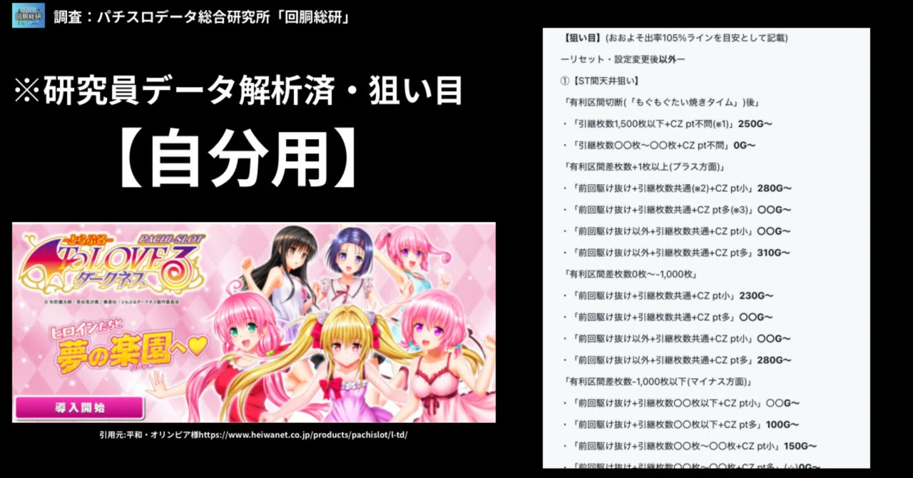自分用】解析者データ集計済・狙い目「(24/6/3)L ToLOVEる-ダークネス