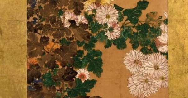 俵屋宗雪、菊花流水図屏風、超希少・大判画集画、新品高級額装付 根津美術館 - 【展示室より】＊English below. 俵屋宗達工房から