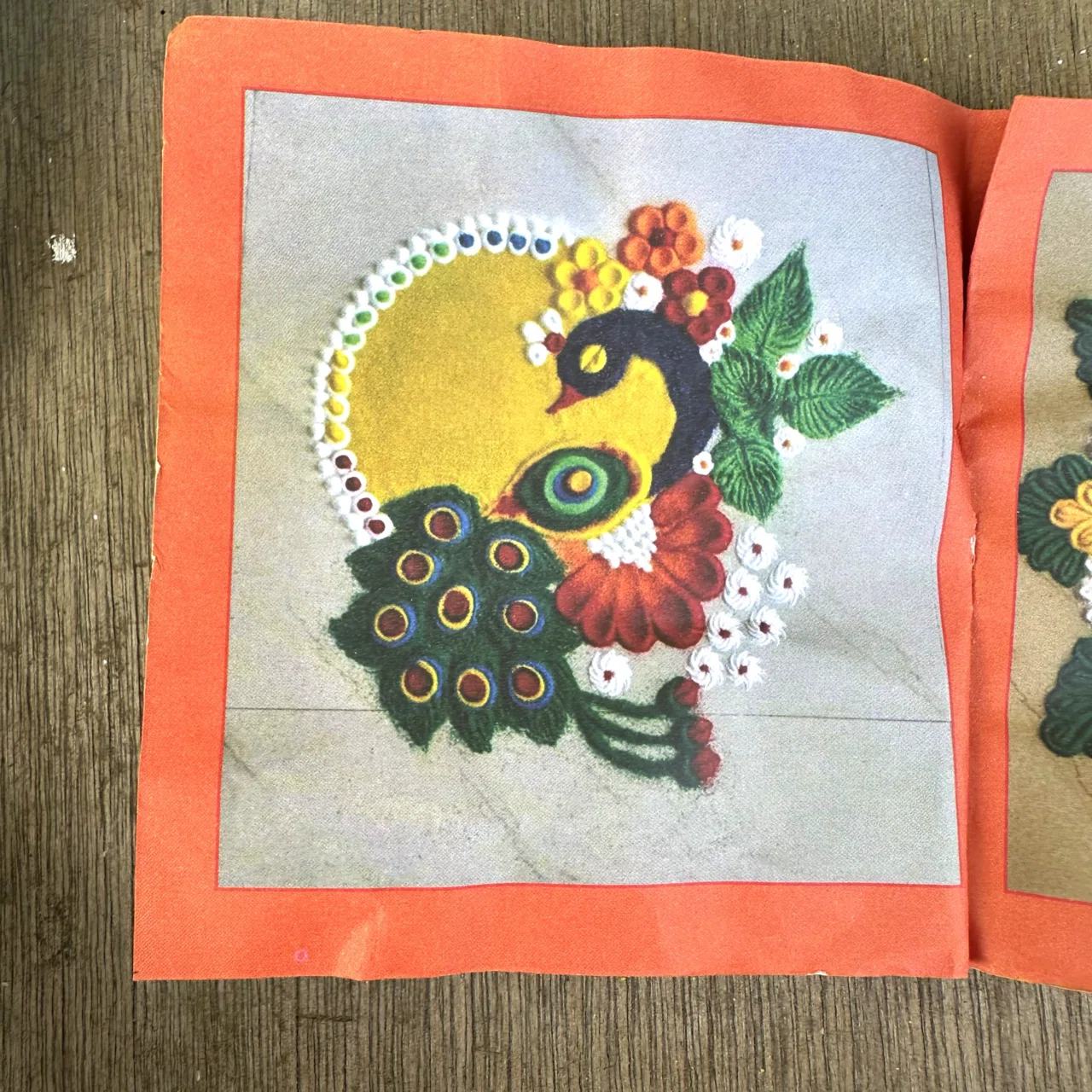 インドから自力で背負ってきてくれた。インドの砂絵、コーラムを描ける