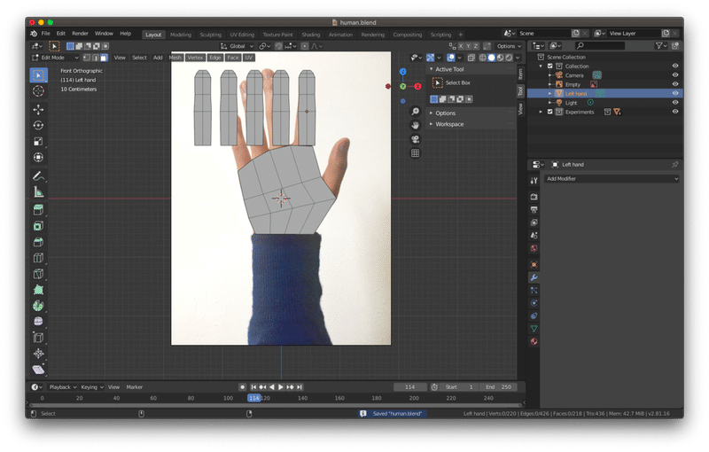 メモ9 Blender 人の手のモデリング At Ishikawa Note