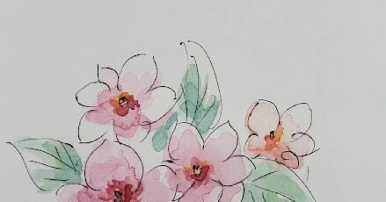 ボールペン絵花 夏の花のペン画のセットのイラスト素材 89921824 -