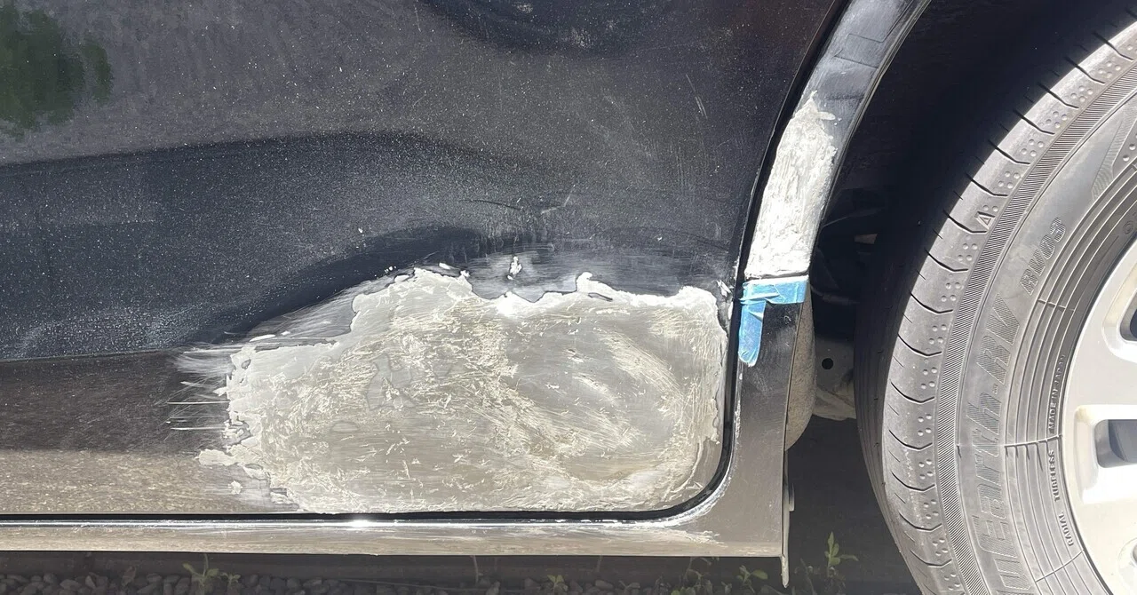 Feeling blue after hitting the car. But we're puttying it together as a ...