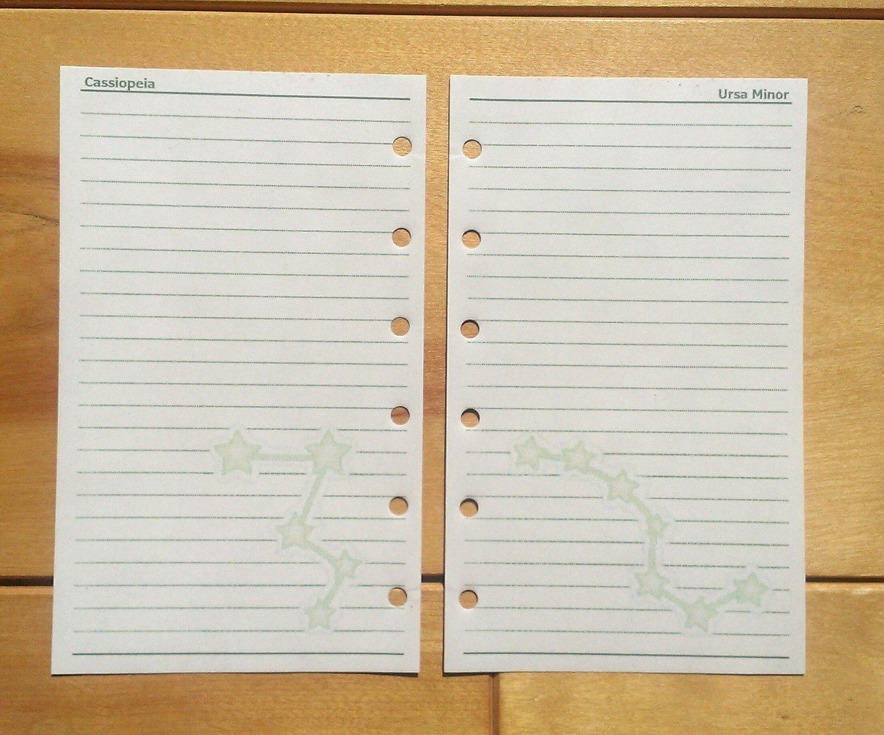 ミニ6緑 メモ用紙 星座プリント19種類 自作システム手帳リフィル Moimoi システム手帳リフィル作家 Note