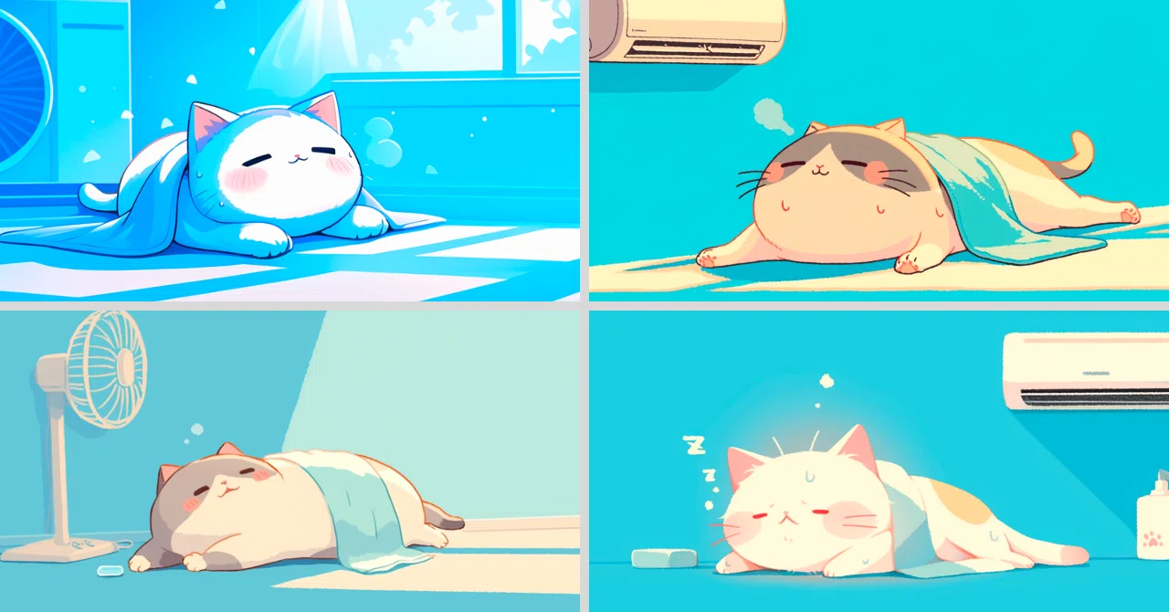 Y【一点物】とろける甘さに包まれる猫たち｜4K癒しイラスト AIイラスト🎨夏のひんやり癒しの猫たち｜れいれい🌎学び続ける先生