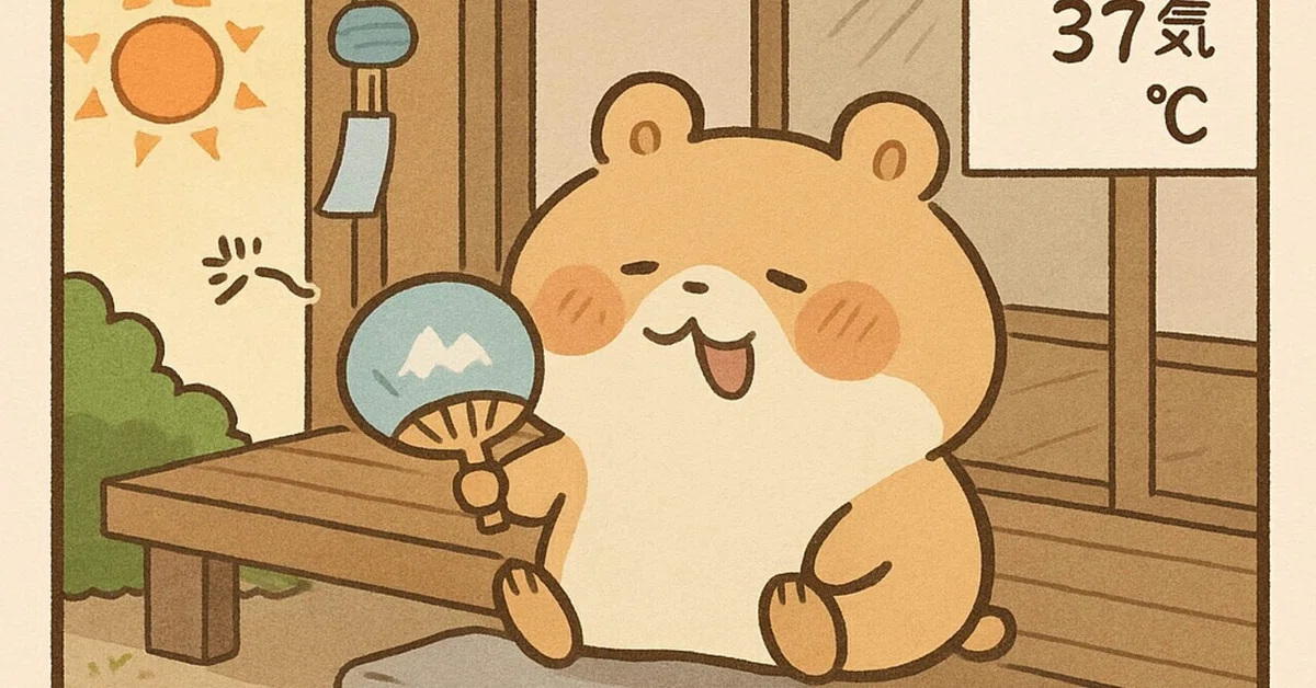 🐾4-Panel Comic: 'Fumimaru, Defeating the Heatwave!?'🐹｜心野けいか🐹（ハムスターの人）