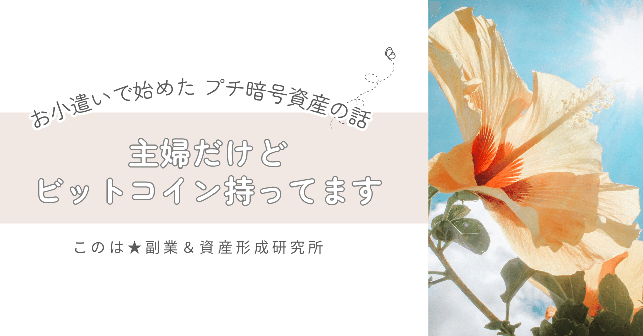 主婦だけどビットコイン持ってます」｜お小遣いで始めたプチ暗号資産の話｜このは☆副業＆資産形成研究所｜パート建築士のマネー記録