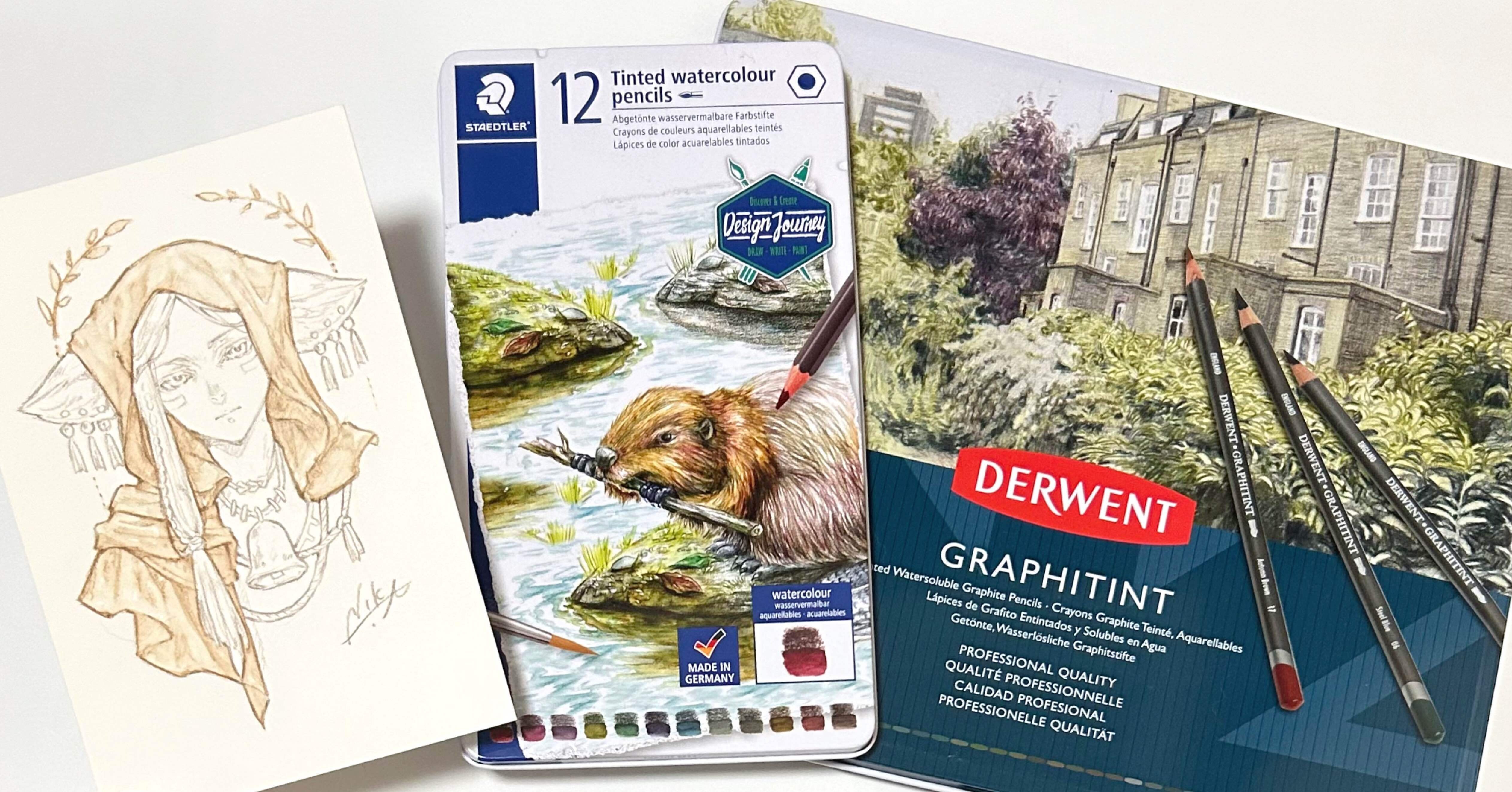 画材紹介】グラファイト系水彩色鉛筆でドローイングする。｜n!ka